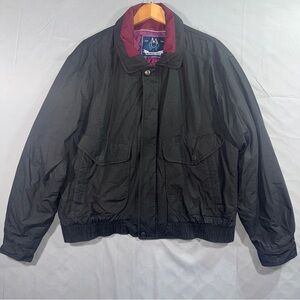 Members Only Jacket Mens XL Black Nylon Quilted Bomber Elastic Waist Lined